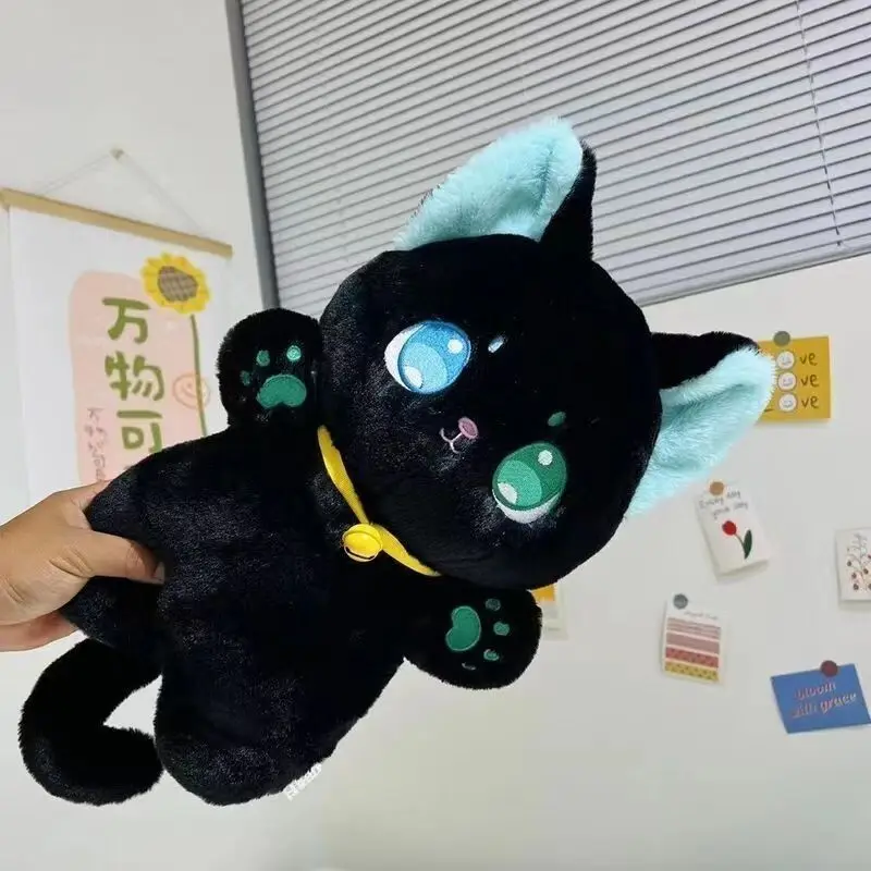 25cm Black and White Cat Plush Toy Grab Stuffed Animal Patung Dolls Children Toys Gifts Halloween Gifts Toys for Kids Girl