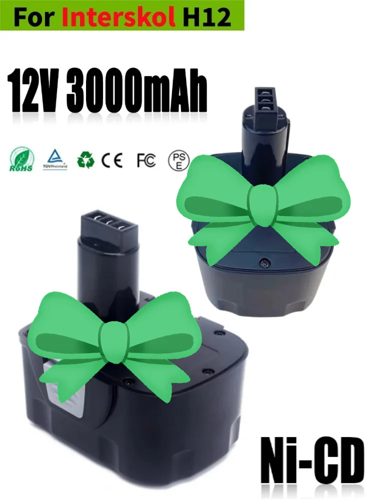 

Аккумулятор Ni-CD 12В 3000мАч для шуруповертов Interskol, замена для моделей H12 DA-12ER-01