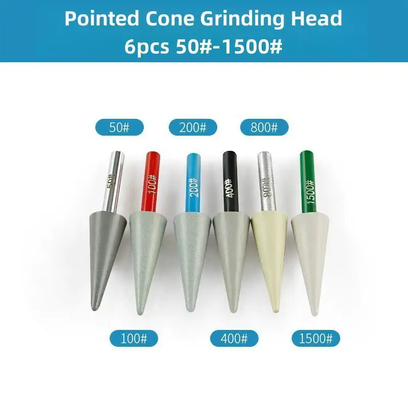 6Pcs Diamond Mounted Point Grinding Heads for Metal Mould Polishing Rotary Diamond Tools Polishing Burr Set Resin Grinding Bits