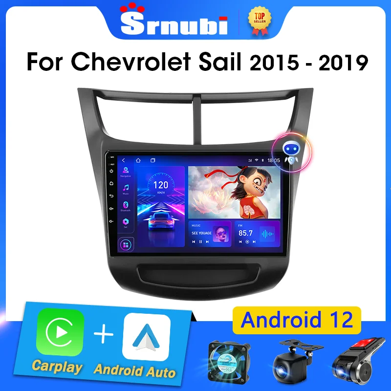 Srnubi Android 12 Carplay Car Radio For Chevrolet Sail Aveo 2015 - 2019 Multimedia Player 2 Din Navigation GPS Stereo IPS DVD