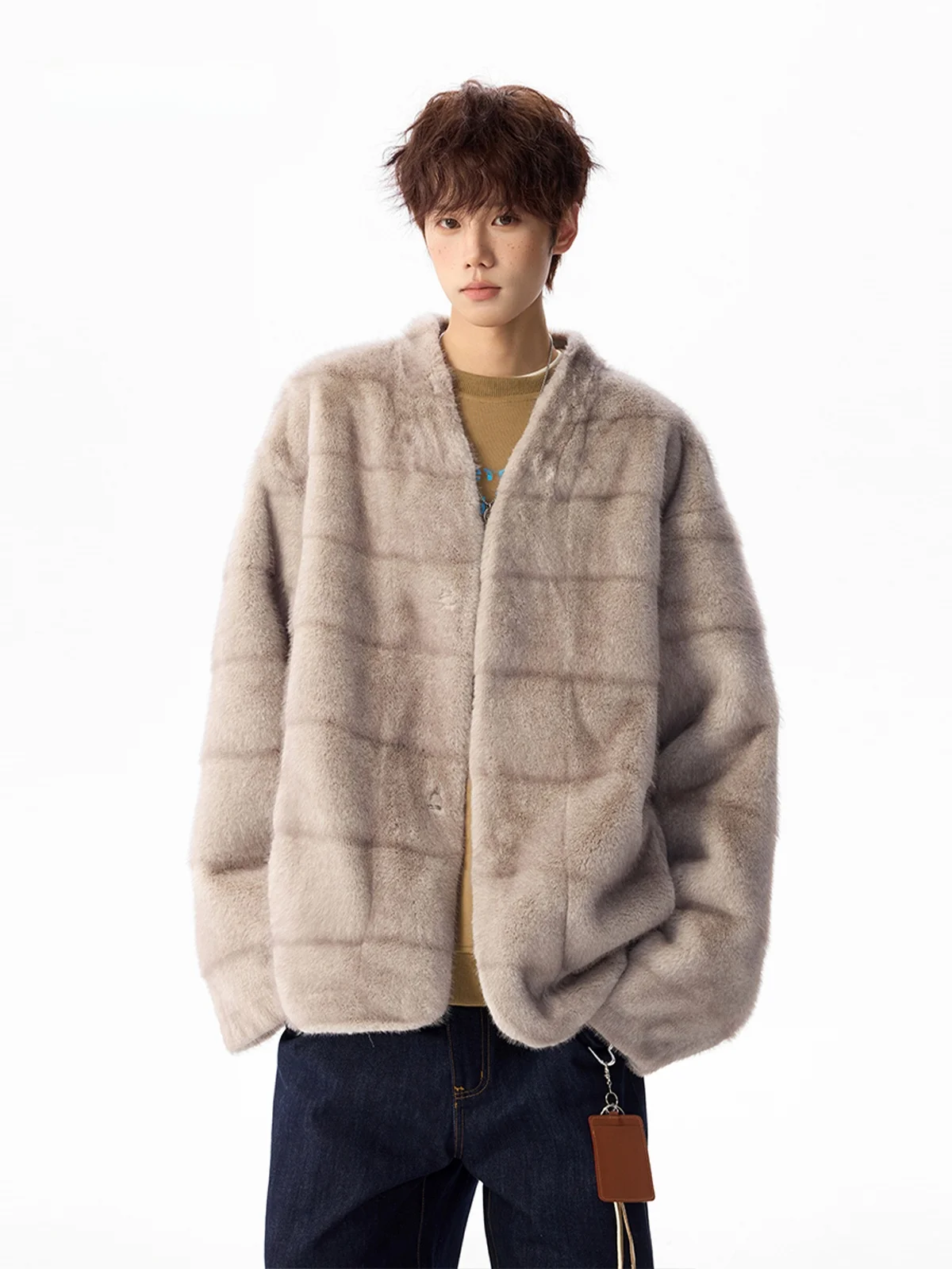 

American Retro Color Blo Fake Fur Cotton Jaet Men Women Winter Loose High End Thi Warm Cotton Coat Outerwear