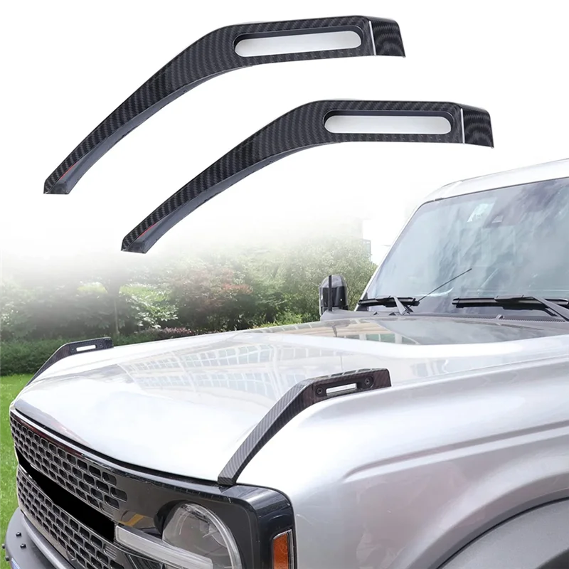 Hood Trail Sights Cover Decoration Cover Stickers Exterior Accessories for Ford Bronco 2021-2023, 2 Pack Carbon Fiber