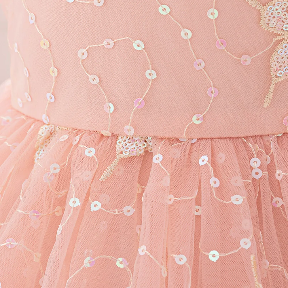 Sequin Butterfly Party 1st Birthday Baby Girls Dress For Newborn Ruffles Elegant Birthday Princess Kids Wedding Prom Gown