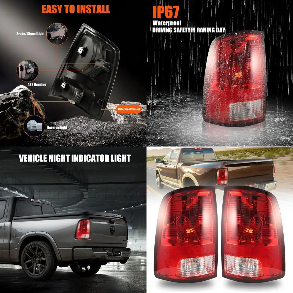 

Pair of Dodge Ram 1500 2000-2008 Tail Lights with Brake & Backup Cover Assembly for Left & Right Sides