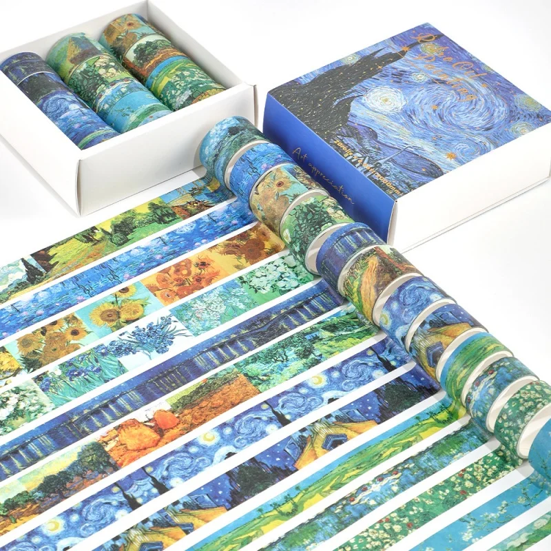 20Roll Oil Painting Washi Tape Gift Box Set Aesthetic DIY Magazine Decorative Stickers Art Scrapbook Handmade Tape
