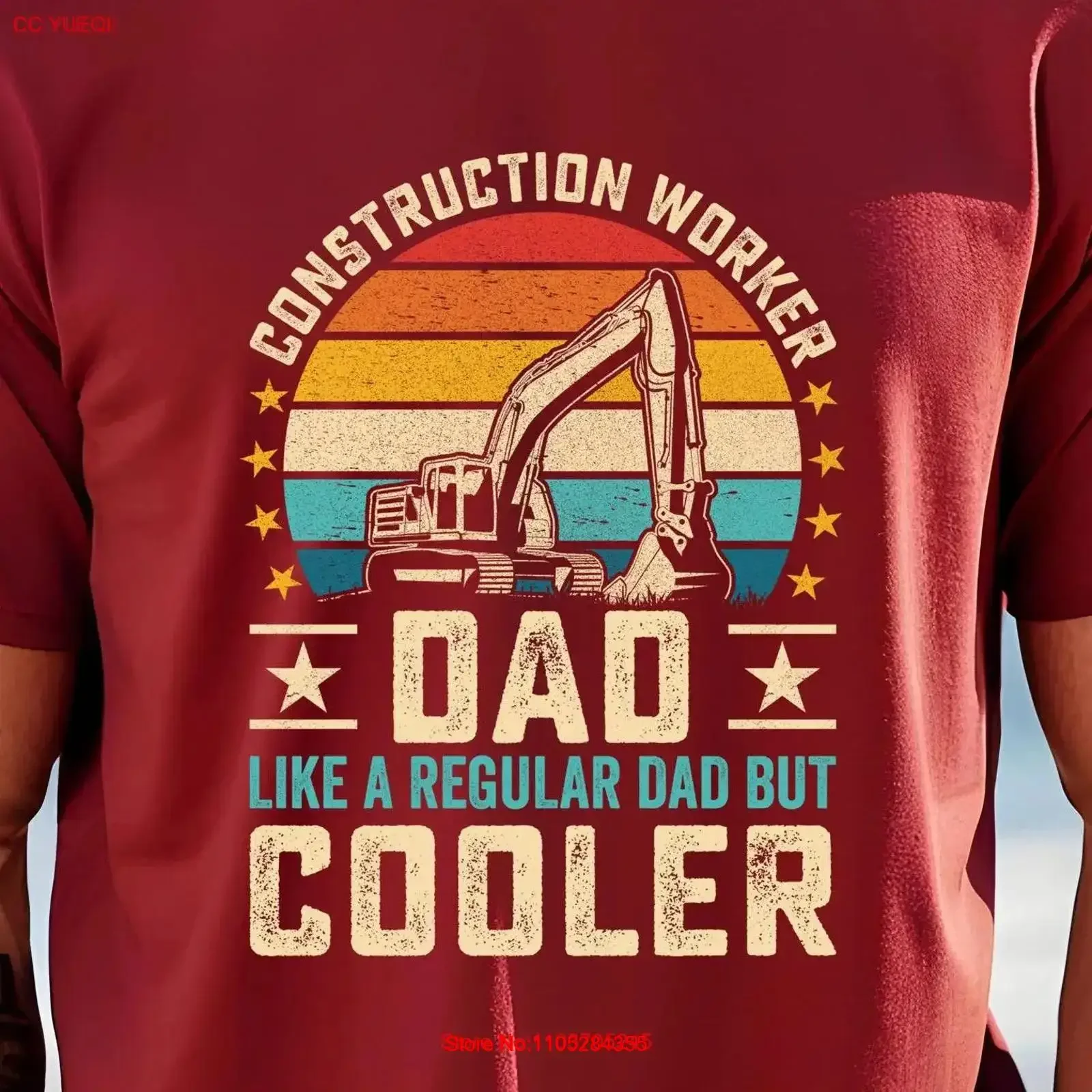 Construction Worker Dad Like a Regular But Cooler Father Bella Canvas Crew Neck T Shirt DTF 80079 vintage Washed Stylish