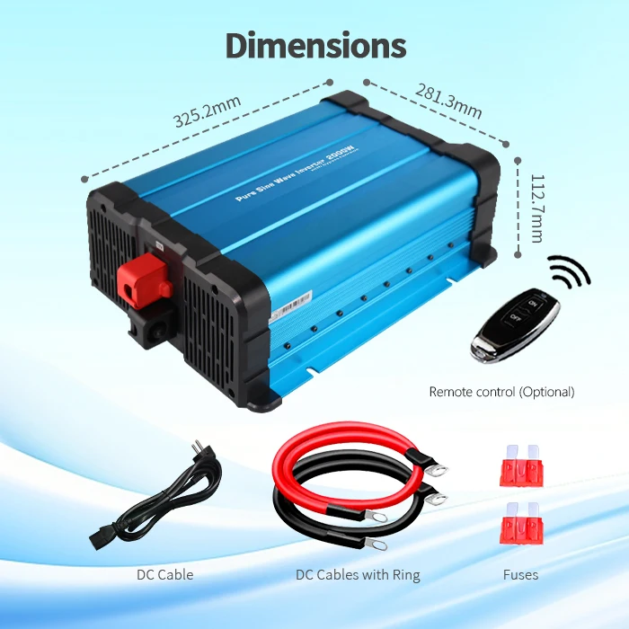 

LCD Power Inverter 2000W Pure Sine Wave DC 12V/24V to AC 220V/230V/240V With Bypass/Mains Function Specialized for RV Vehicle