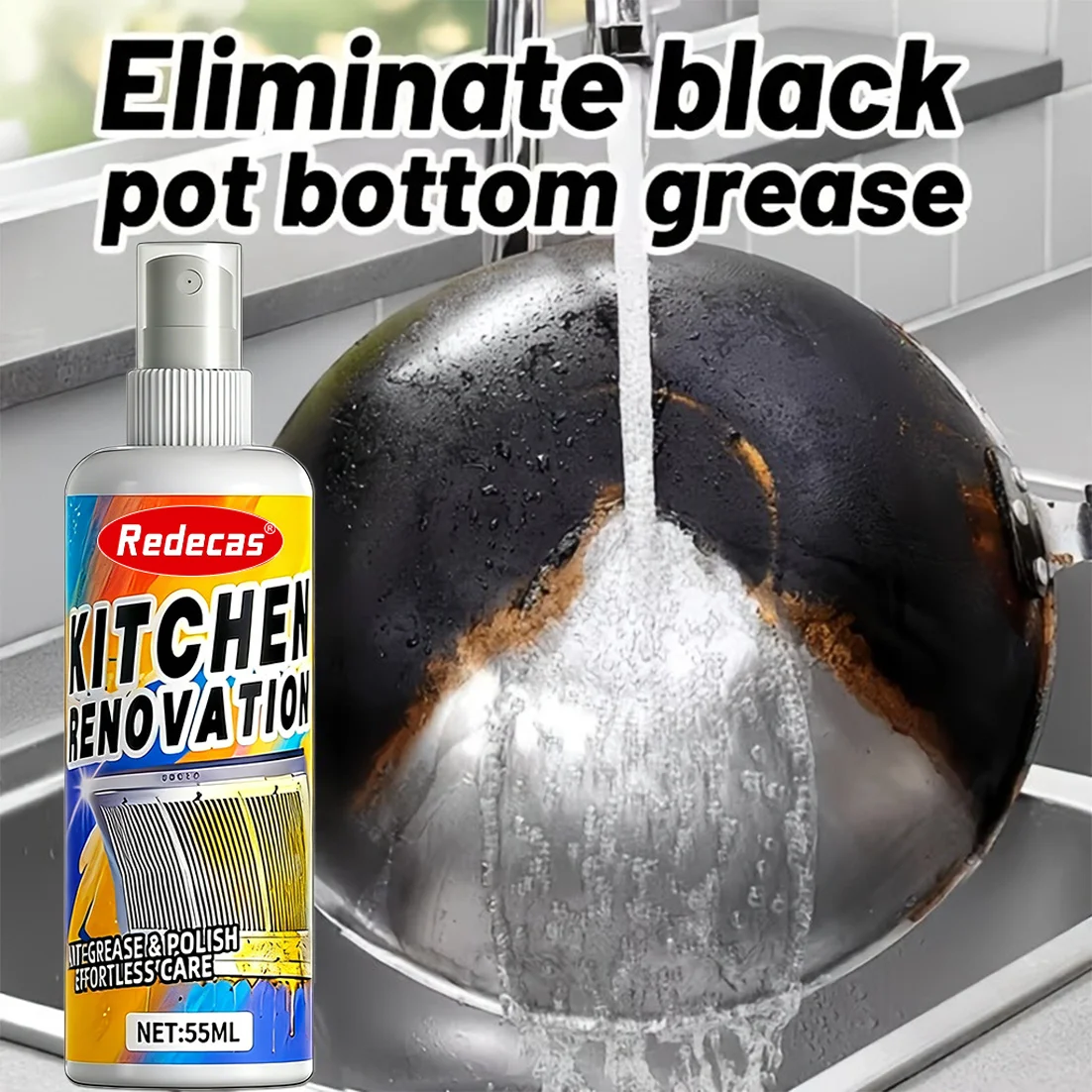 Heavy-Duty Kitchen Degreaser, Dissolve Tough Grease for Range Hood Stove Cookware Tile Sink, Restore Bright Surface