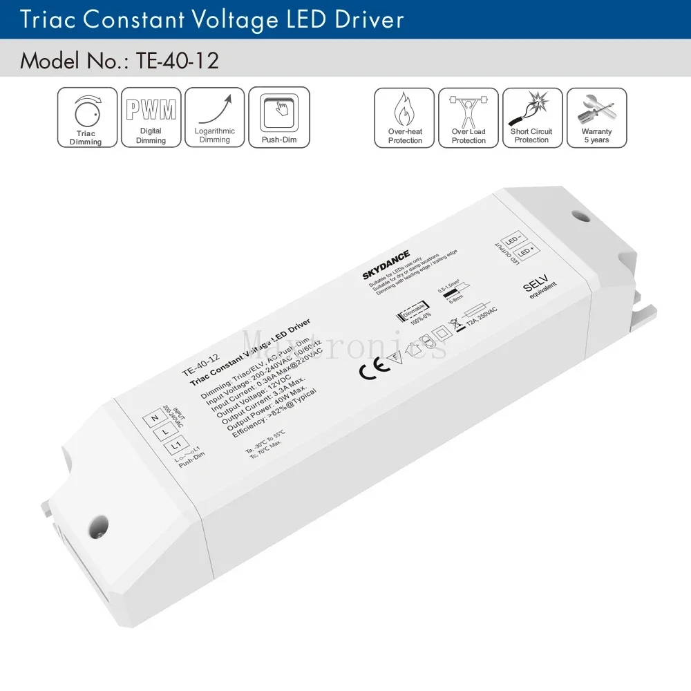 Triac tensione costante LED Driver Dimmer 1CH 40W AC 220V a DC 12V 24V PWM Digital Dimming Triac Driver 12V per LED Light Tape