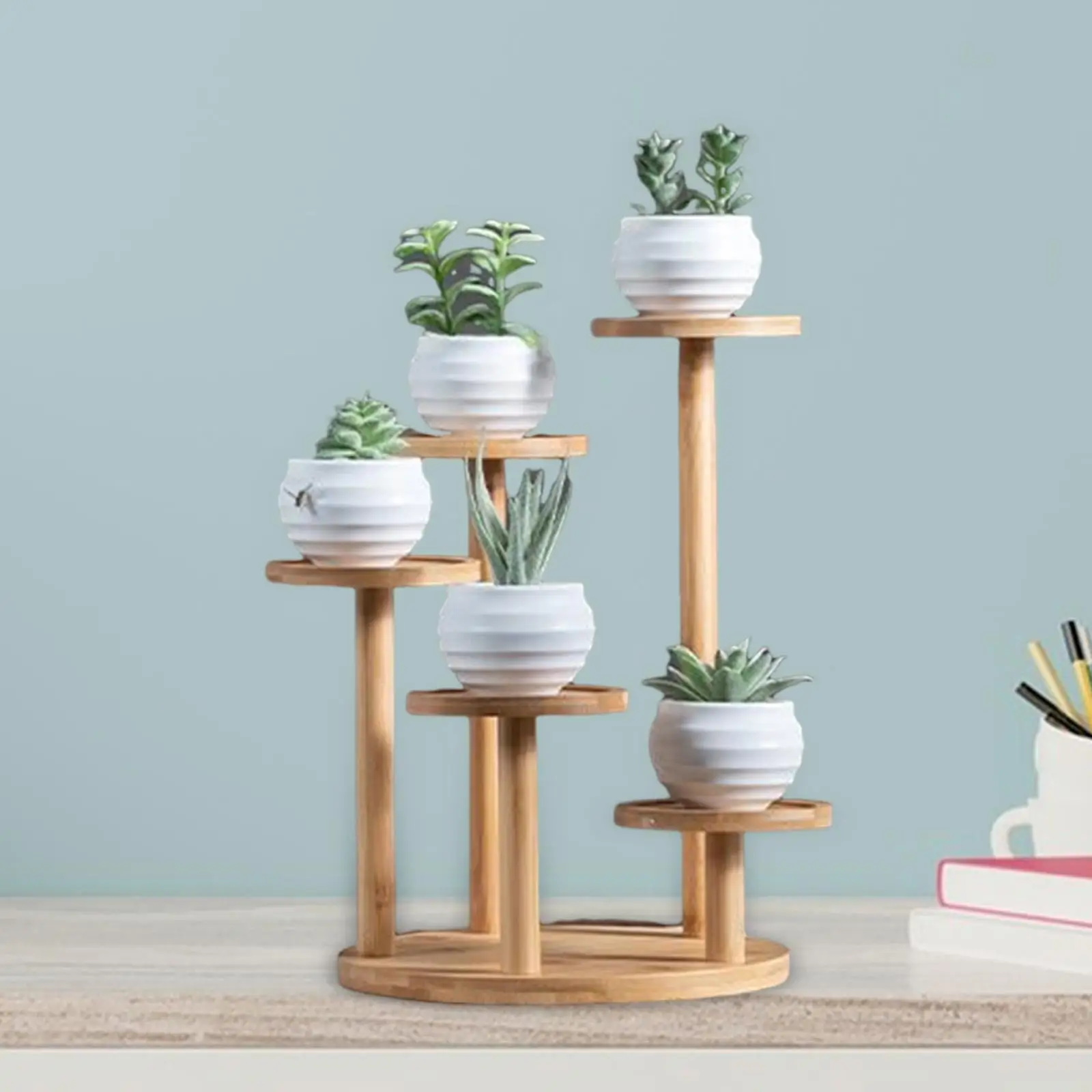 Wooden Tabletop Plant Stand for Indoor Plants Decorative Tiered Plant Stand for Patio Decoration Balcony Bedroom Living Room