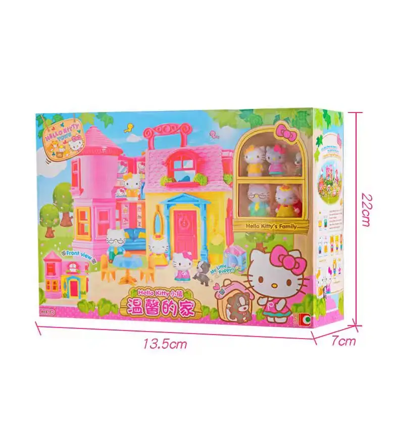 Hello Kitty Warm Home Set 50111 Simulation Furniture Room Girl Handheld Box Princess Castle Play Toy