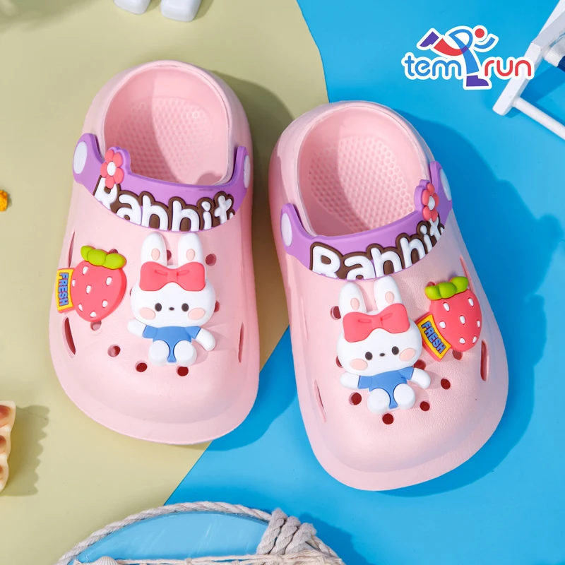 

Summer Boys Girls Shoes Children's Little Bear And Bunny Sandals Garden Shoes Soft Anti-Skid Cartoon Design Indoor Outdoor