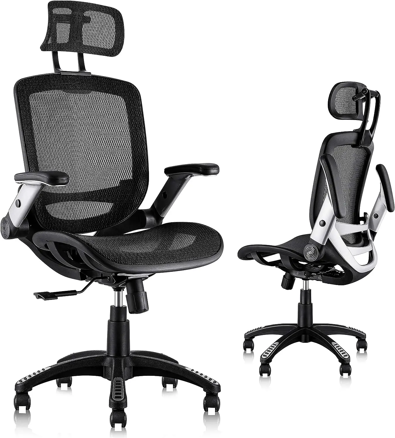 

Ergonomic Mesh Office Chair, High Back Desk Chair - Adjustable Headrest with Flip-Up Arms, Tilt Function, Lumbar Support