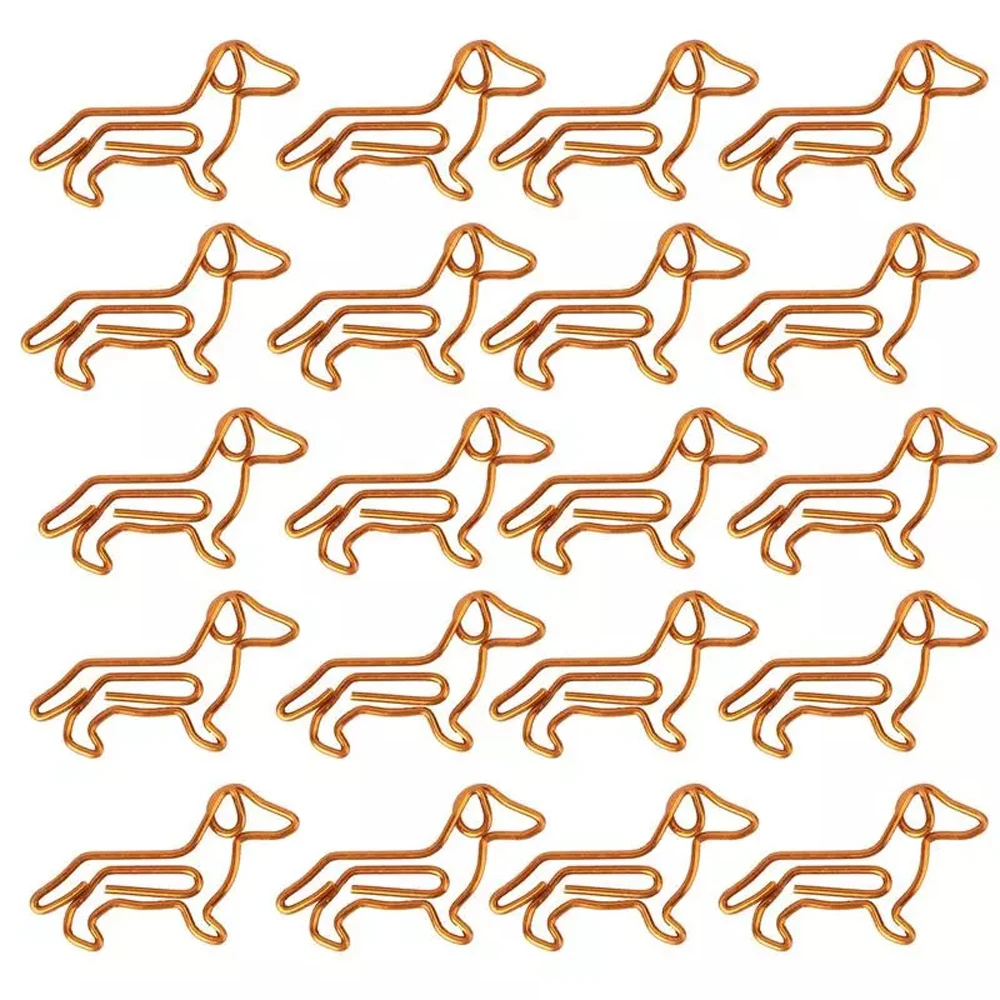 Pinzas de papel doradas de forma especial de dibujos animados, Clip de marcapáginas, Dachshund Clips de papel, Clip de papel dorado