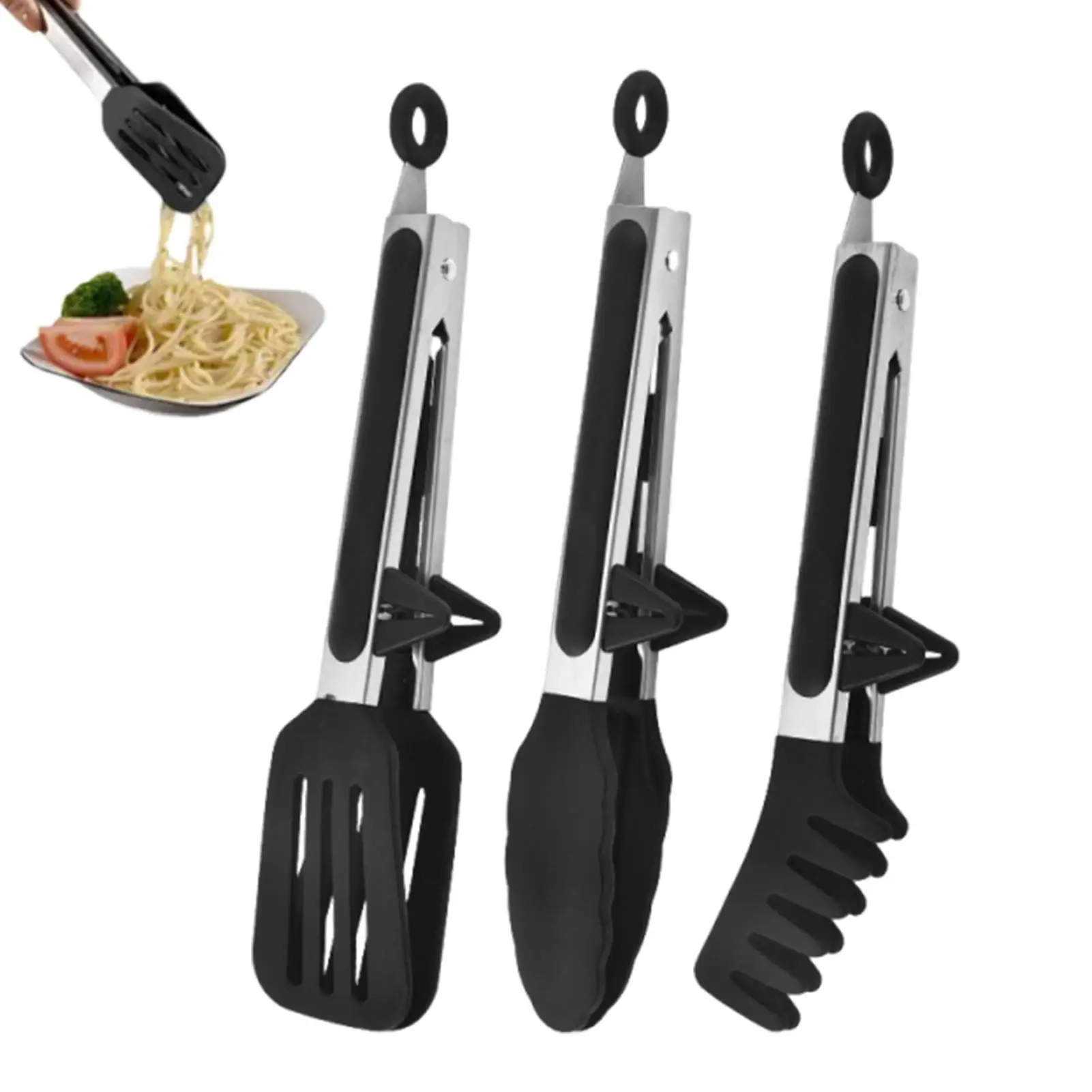 

3-Piece Stainless Steel Food Clips Kitchen Clips Barbecue Tweezers Extended Barbecue Clips Suitable for Home Vegetable meat