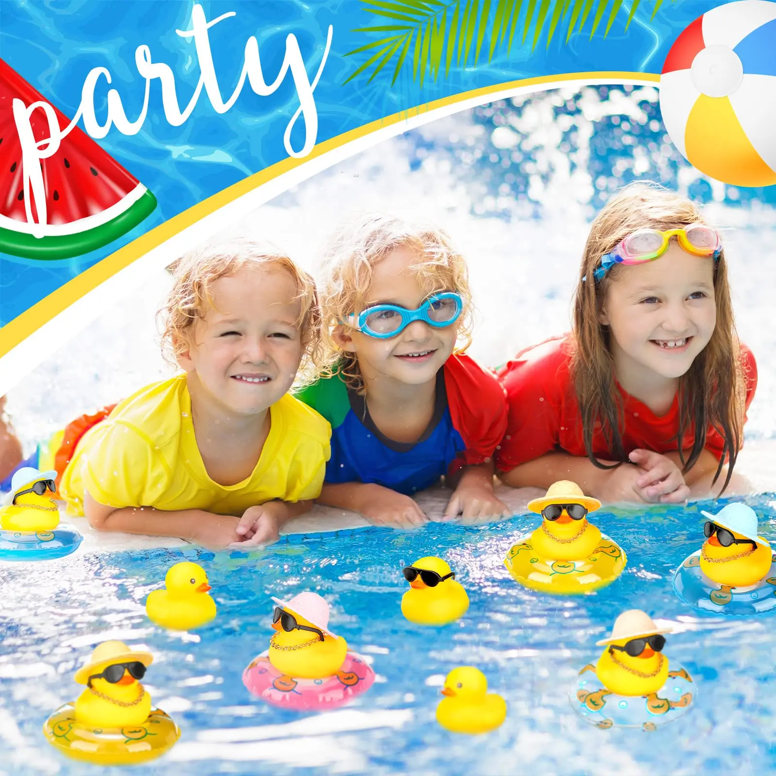 24/36/48 Set Rubber Ducks Summer Beach Funny Rubber Ducky Bathtub Shower Ducks for Baby Shower Swimming Pool Toys