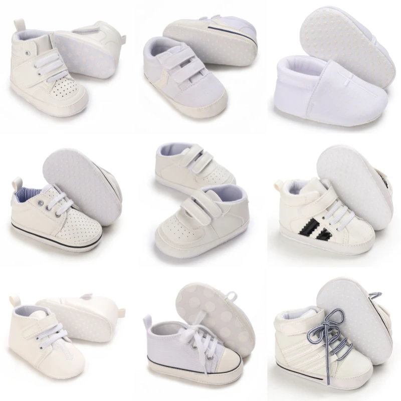 

Spring and Autumn Baby Sneakers 0-12 Months White Christening First Walking Shoes