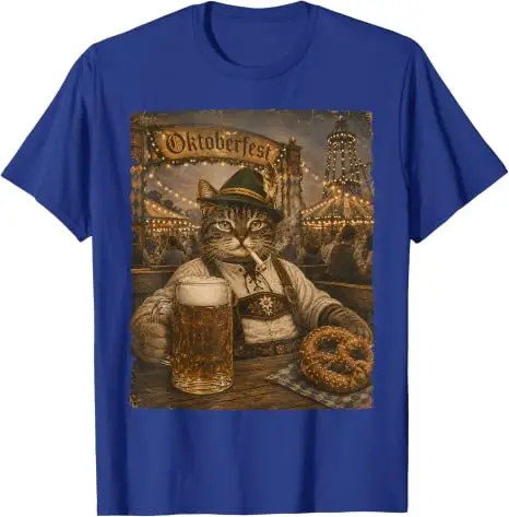 Oktoberfest Herren Lederhosen Lustiges Deutsches Biertrink-Meme T-Shirt Y2k Oktoberfest Kostüm Grafik Katze Papa Trinker T-Shirt Geschenk – Detail 12