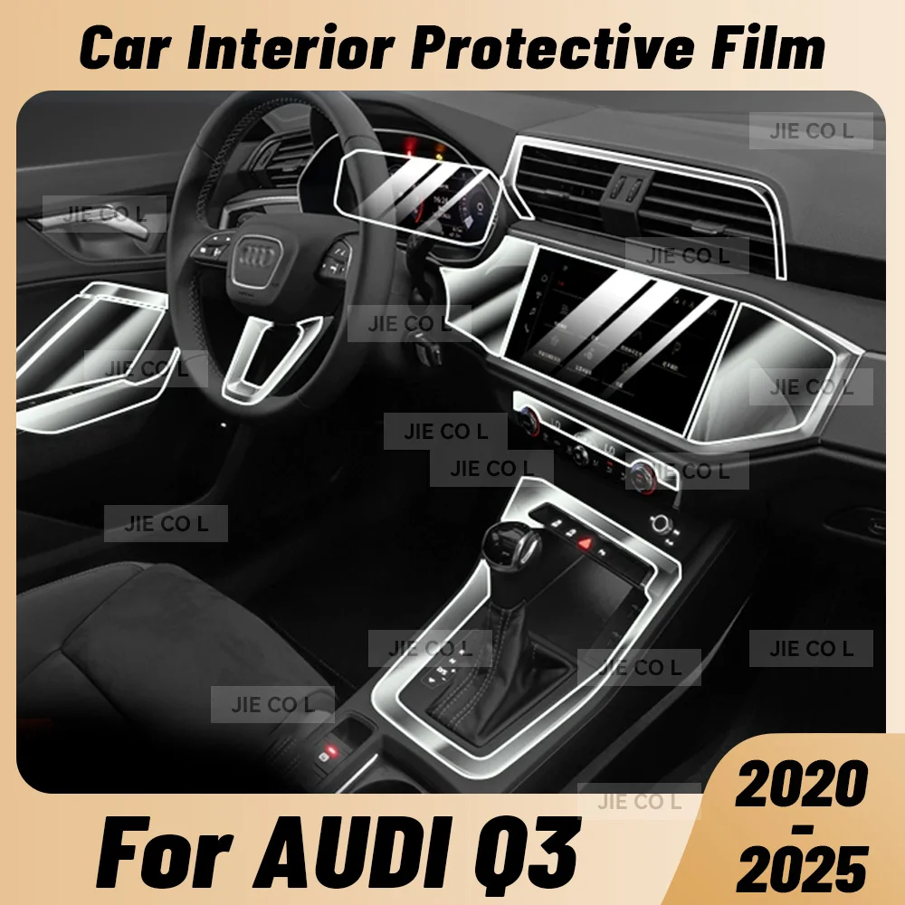 For AUDI Q3 2020-2025 Anti-scratch Car Interior Transparent TPU Film Center Console Dashboard Navigation Protector Sticker