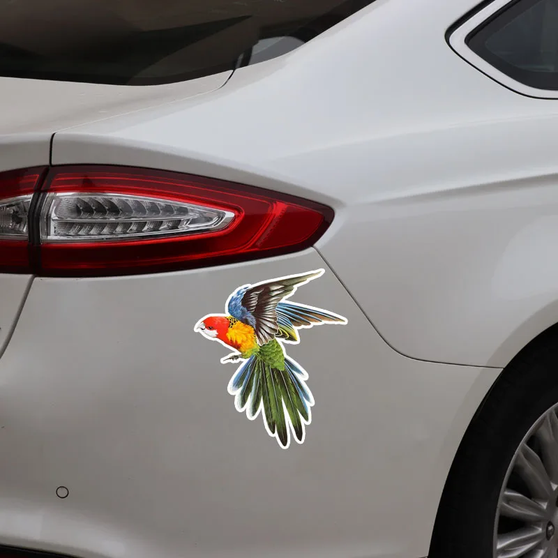 Personalized Car Sticker Pretty Parrot Flight with Open Wings Decals PVC Decorative Motorcycle Parts Waterproof Decal 16*13cm