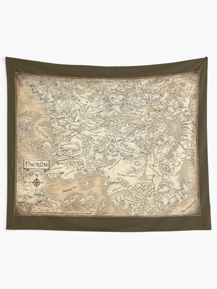 Annotated Map Of Faerun Tapestry Wall Decorations Bathroom Decor Decorative Wall Tapestry