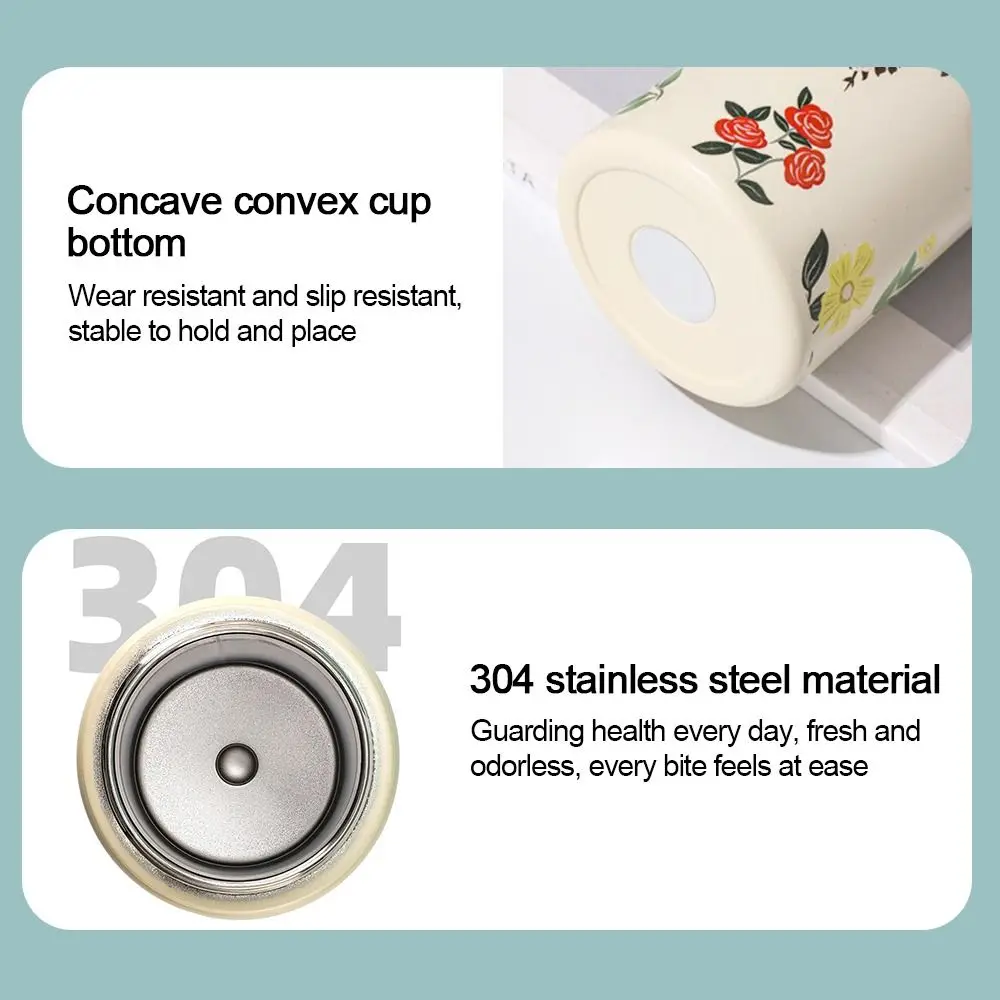 

Durable Stainless Steel Insulated Cup Flower Printed 800ml Coffee Mug Leak-Proof Vacuum Handy Cup Outdoor Travel Office