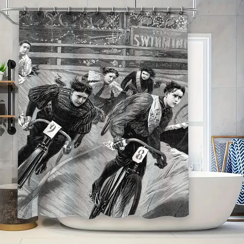 

Классический винтажный мотоциклетный принт, занавеска для душа, декор, набор аксессуаров для ванной комнаты, водонепроницаемый съемный для детских ванных комнат 180x240 см