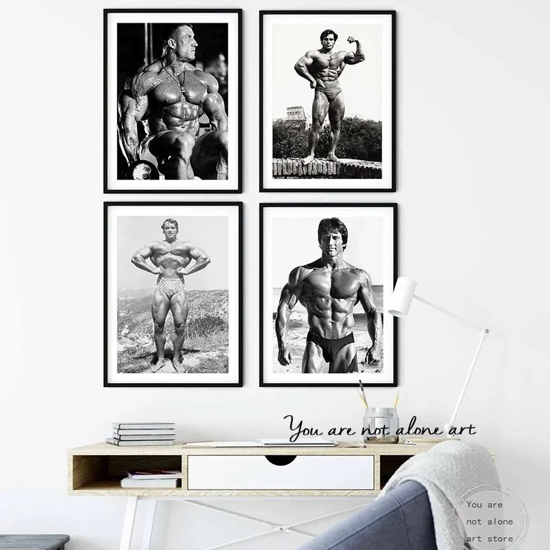 Vintage Bodybuilding Legends Artwork Featuring Arnold Schwarzenegger Columbo & Zane Gym Inspired Canvas Painting Wall Prints Ide