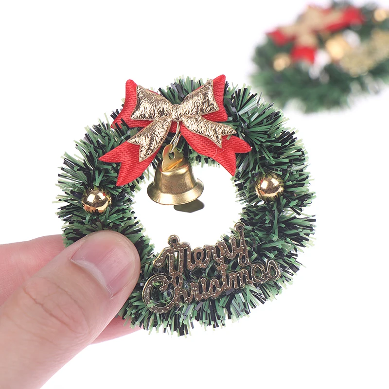 1Pcs 6cm Mini Wreath Doll House Miniature Christmas Tree Wall Decoration Accessories