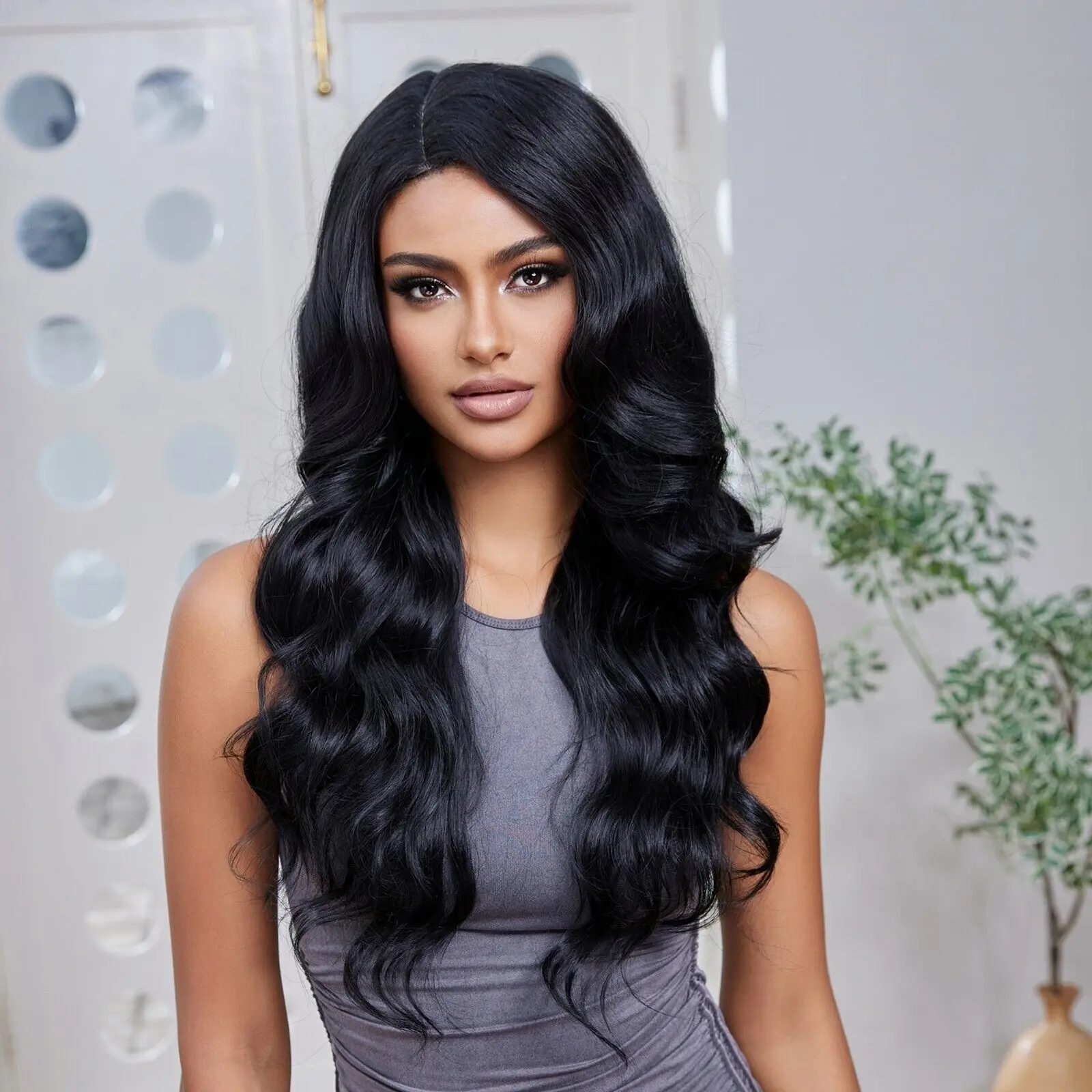 

Black Long Wavy Lace Front Wig Embrace the Elegance of Timeless Waves Synthetic