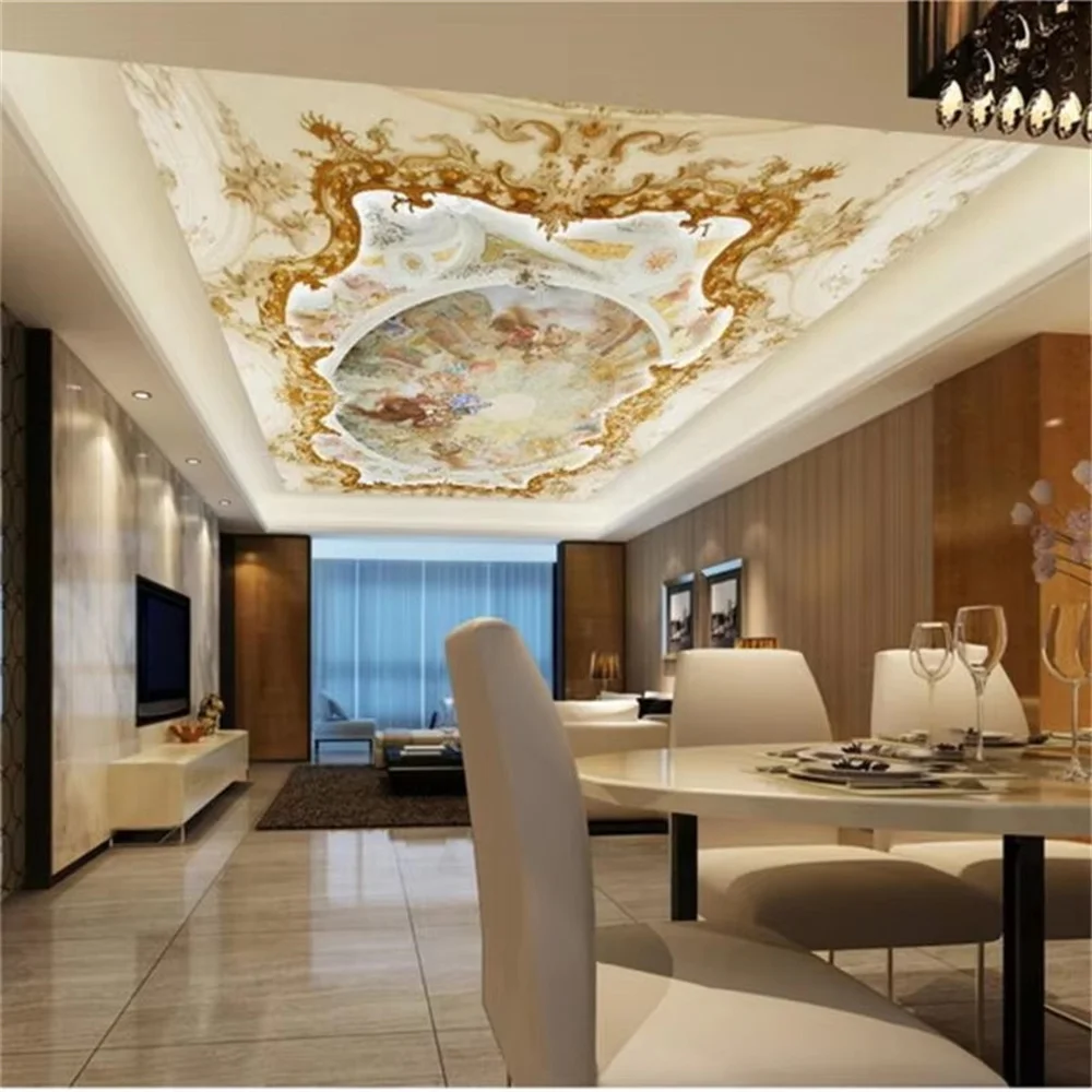 

Обои на заказ 3d Стерео Королевский Иден Фреска Ангел Миф Сцена Европейский Рельеф Зенит Потолок Фреска обои домашний декор фреска