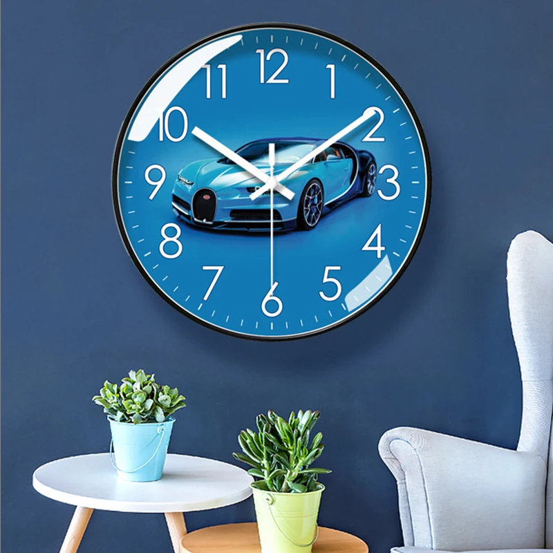 10/12 inch New Cool Sports Car Wall Clock Living Room Decoration  Modern Design Wall Silent Sweep Second Quartz