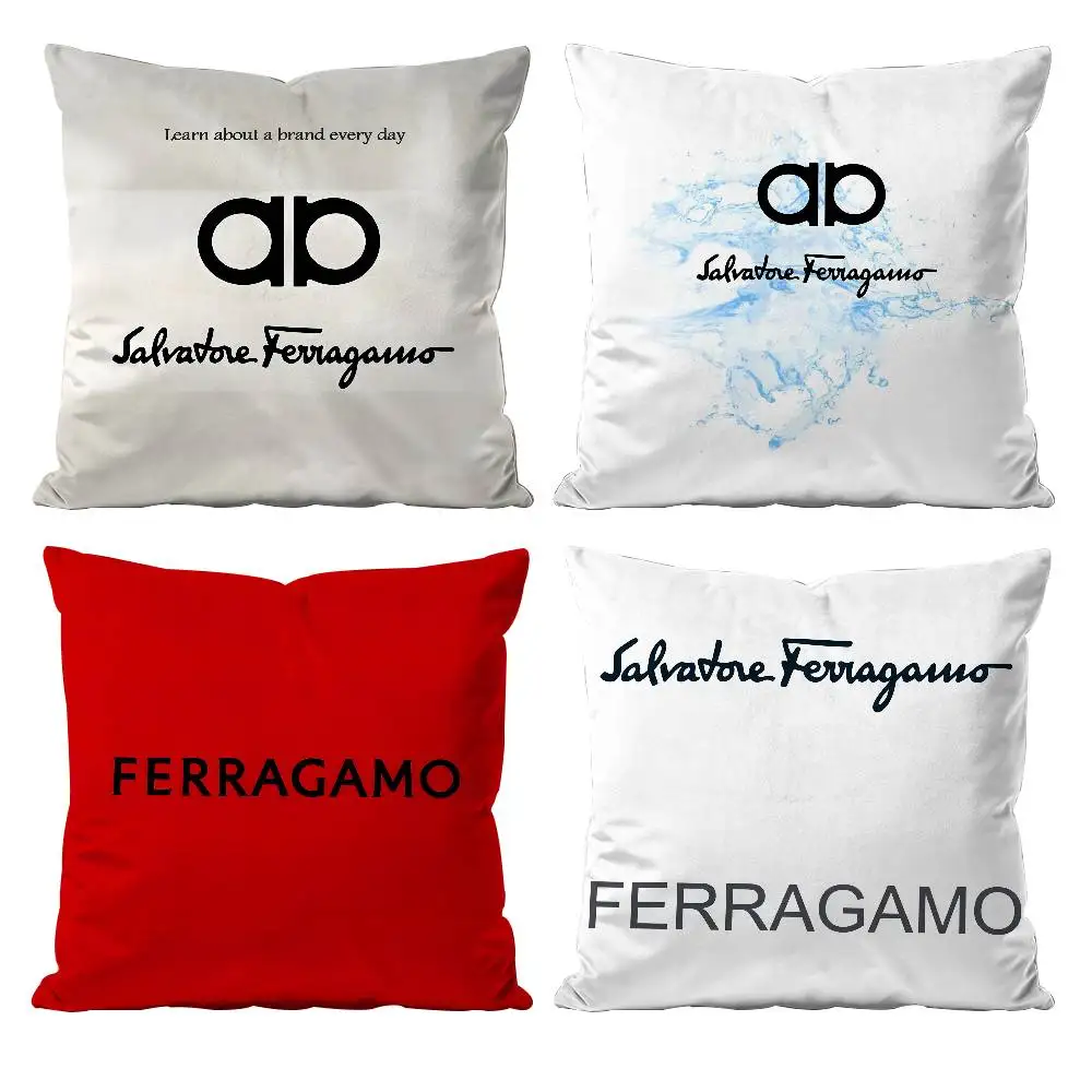 

The Design S-S-Salvatore F-F-Ferragamo Pillow Case Anti-dustmite Pillowcase Invisible Zipper Silky Short Plush Sofa Cushion Cove