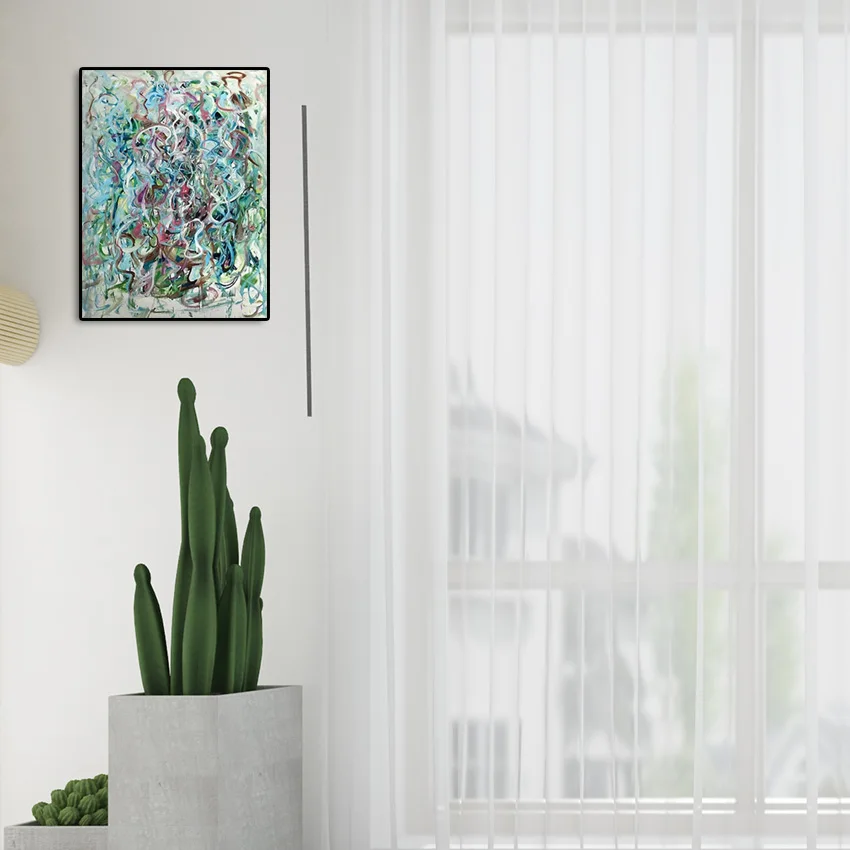 

Картина современного декора ресторана без рамы, текстурированная акриловая линия дизайна, художественные абстрактные картины ручной работы, стена холста, большой размер