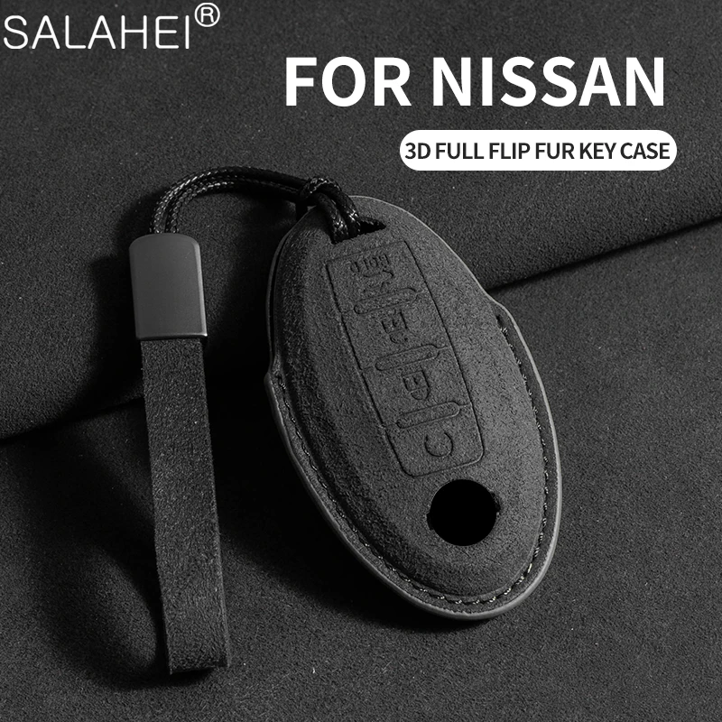 Suede Leather Car Key Case Cover For Nissan Tiida Qashqai J11 J10 Micra Kicks Altima X-Trail Fuga Navara Leaf Note Sentra Murano