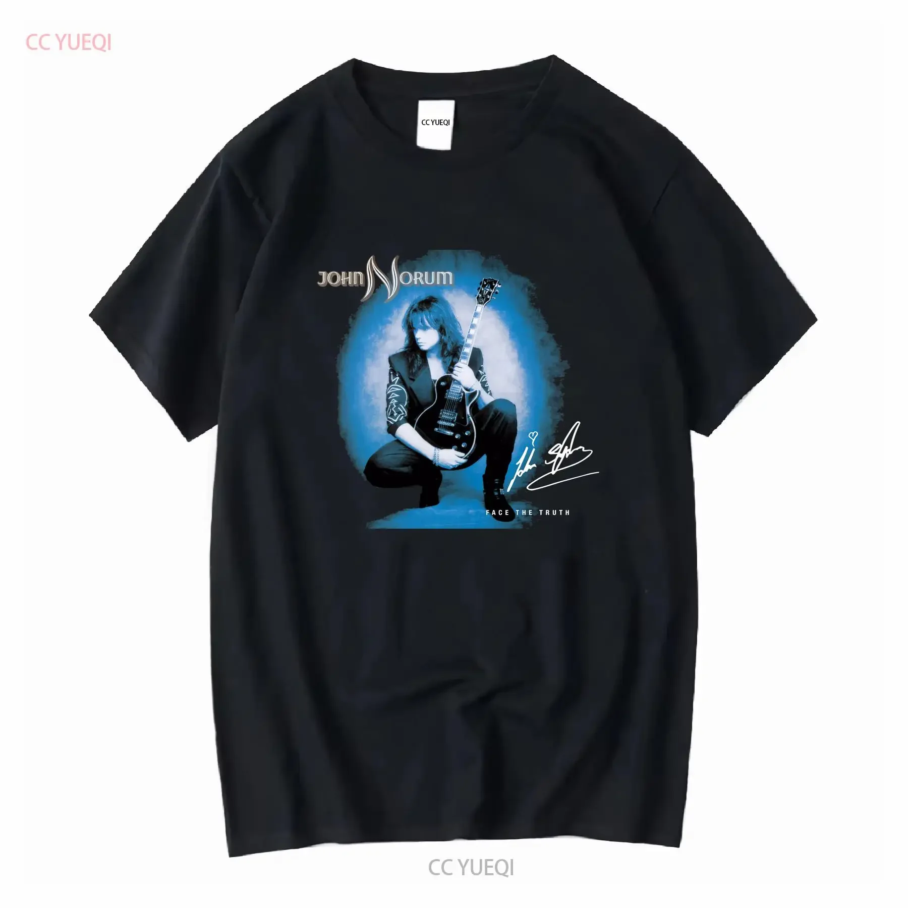 John Norum Face The Truth Signature T-Shirt, schwarz, Gifl For Fan ZZ630, Vintage-gewaschenes, bequemes Unisex-Top für den Alltag