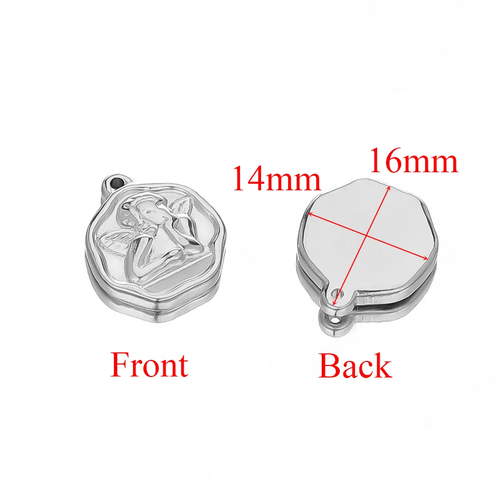 5pcs Stainless Steel Cute Angel Pendant Charms for DIY Necklace Making Handmade Components Bracelet Findings Jewelry Accessories