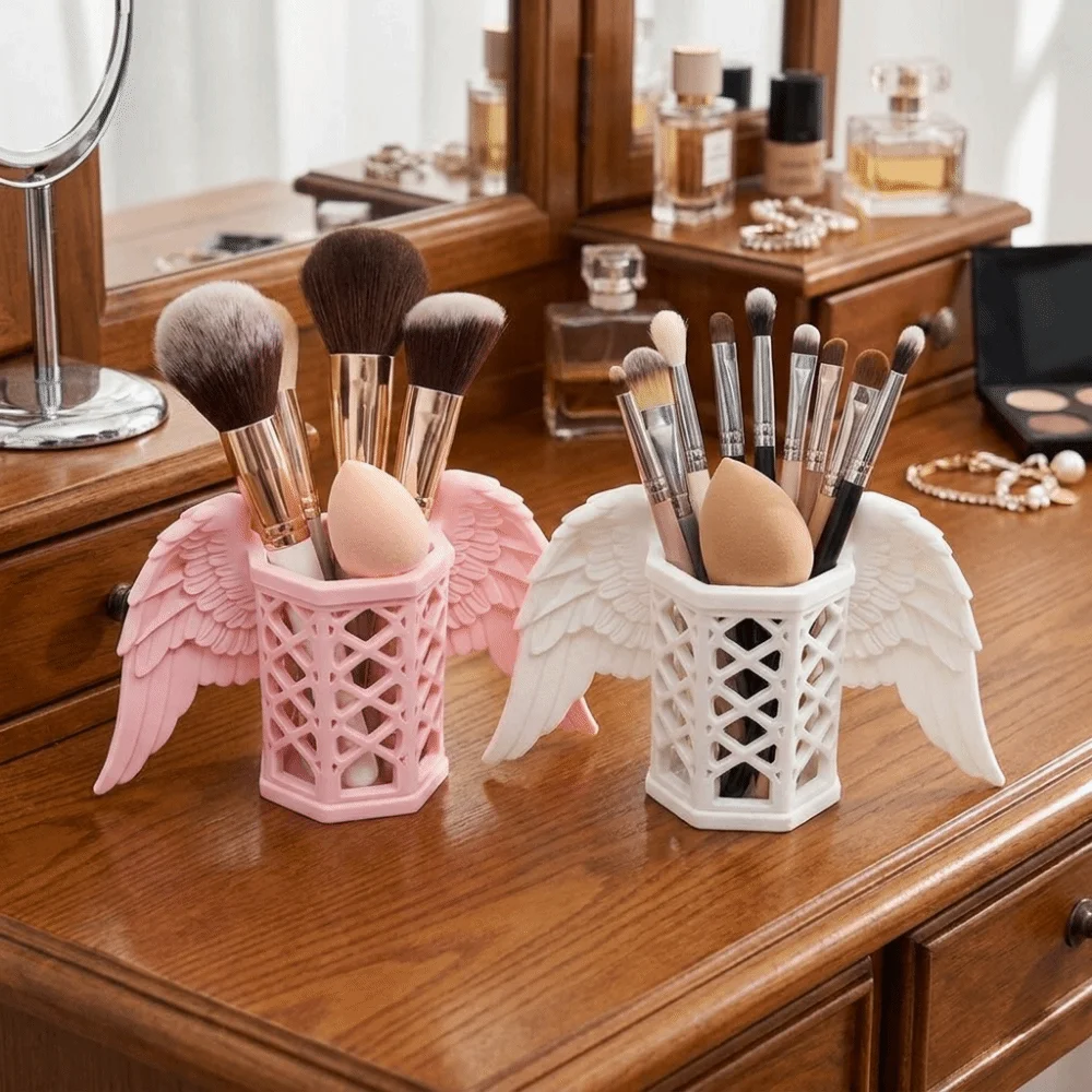 Creative Plastic Angel Wings Pen Holder Hollow Stable 3D Printed Pen Stand Decorative Desk Organizer Bedroom