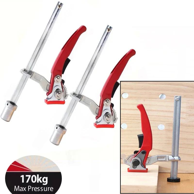 

1/2PC MFT Table Workbench Quick Ratchet Bench Dog Clamp 19/20mm Desktop Quick Acting Fast Fixed Clip Woodworking Hold Down Clamp