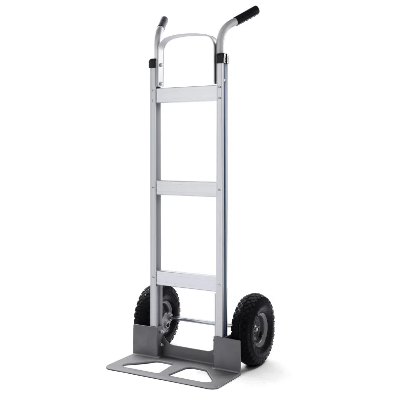 

Heavy Duty Silent Anti Slip Aluminum Hand Dolly Two Wheel Transport Trolley For Logistics Express Delivery Durable Portable
