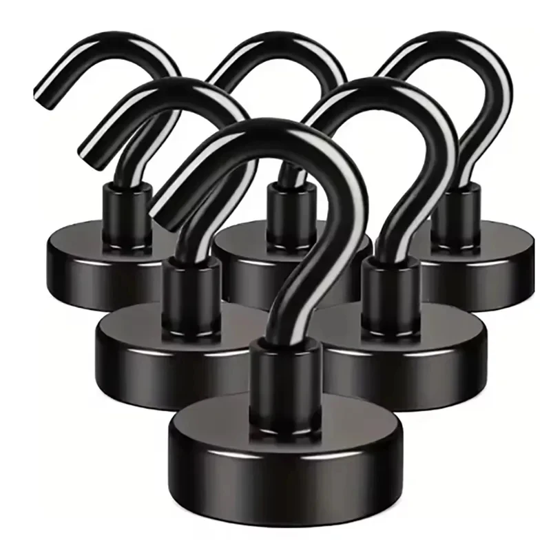 6Pcs Strong Magnetic Hooks Punch-Free Wall Magnet Hook for Keys Coat Hanging Hanger Kitchen Fridge Bathroom Office Organizer