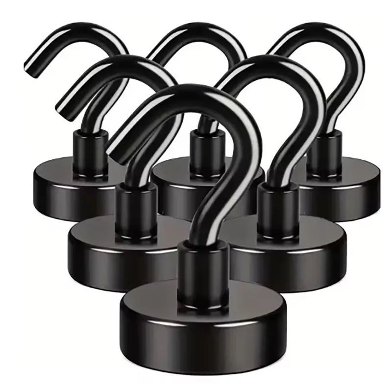  6Pcs Strong Magnetic Hooks Punch-Free Wall Magnet Hook for Keys Coat Hanging Hanger Kitchen Fridge Bathroom Office Organizer