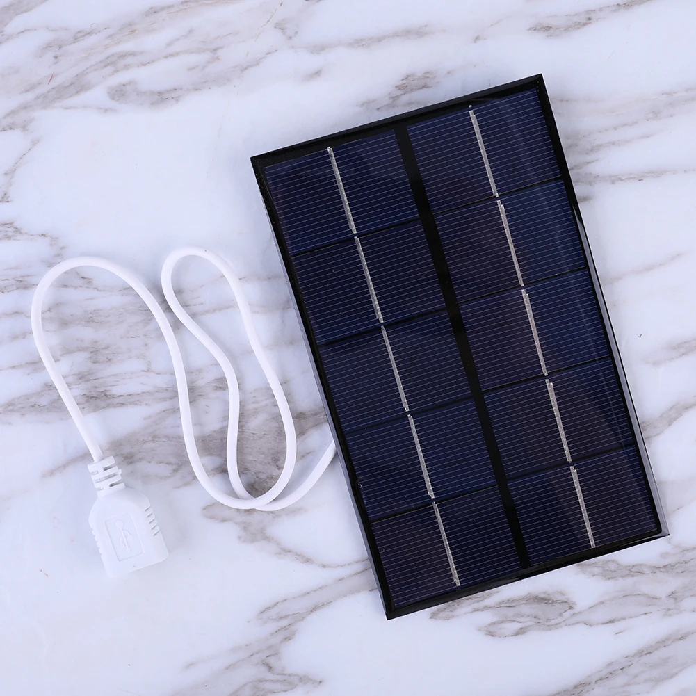 Placa Solar USB, cargador de Panel Solar de 5W y 5V, células fotovoltaicas de polisilicio para batería de 3-5V/carga de teléfono para acampar al aire libre