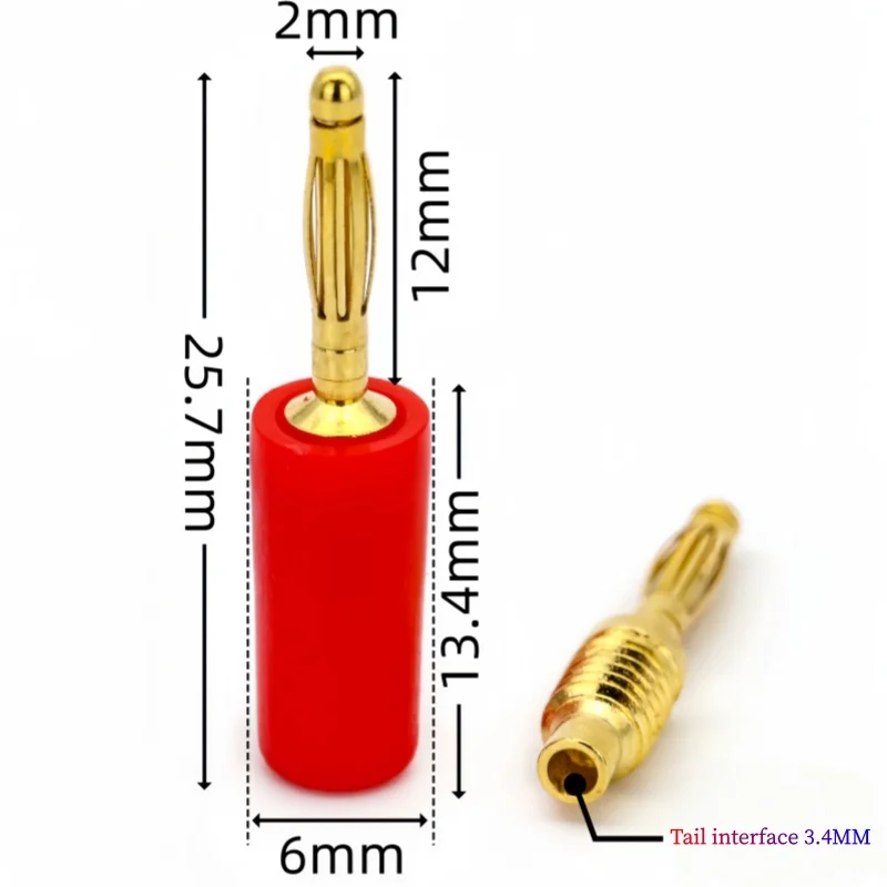 5PCS 2MM Audio Banana Plug Mini Speaker Pure Copper Gold Plated Plug Connector Welded Assembly Experimental Test Cord Head