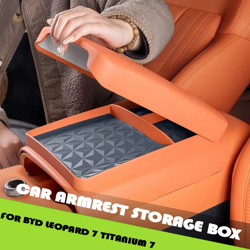 Car Armrest Increased Height Cover Storage Box Fit for BYD Leopard 7 Titanium 7 Car Armrest Box Protective Cover Upgrade Parts