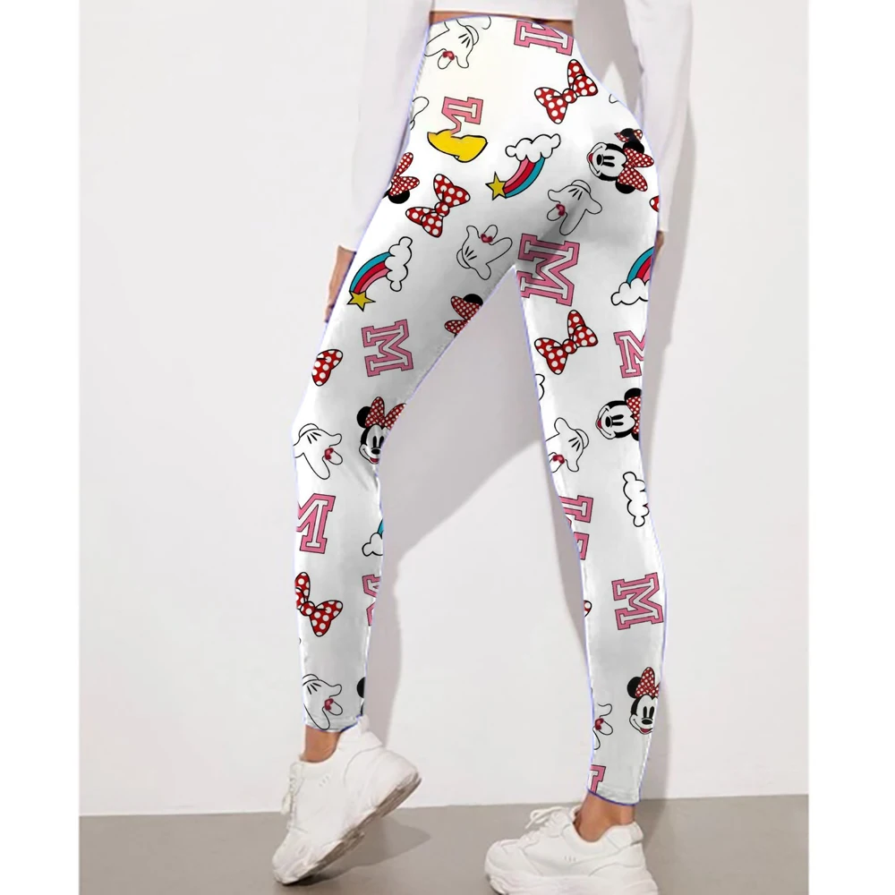 Disney Mickey Mouse Minnie Print Slim-Fit elastische Taille Strumpfhosen Damen Casual Leggings tägliche Arbeit Reisekleidung