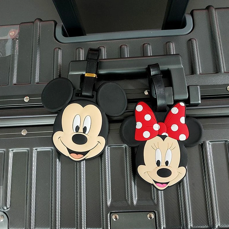 Disney-Tag Bagagem portátil com Mickey Mouse, Minnie, Acessórios de Viagem, Suitcase ID, Titular do endereço, Etiqueta de Embarque, Novo Bagagem