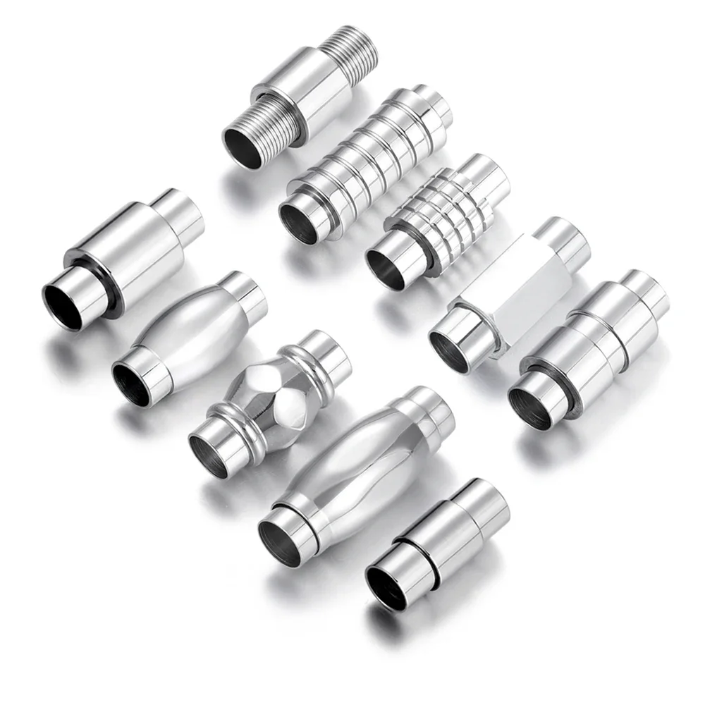 Stainless Steel Magnetic Clasp Mirror Finish Hole 6mm Leather Cord Clasp Magnet DIY Jewelry Making Bracelet Components