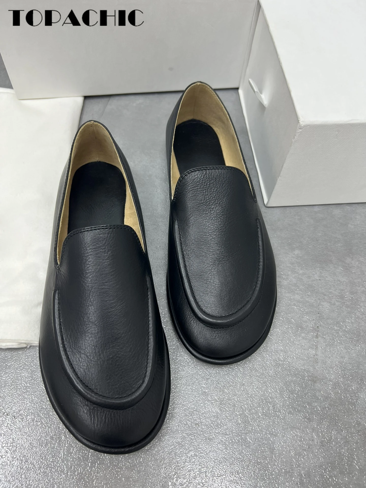 6.22 High Quality Street Style Loafers Women Round Toe Flat Soft Comfortable Genuine Leather Shoes