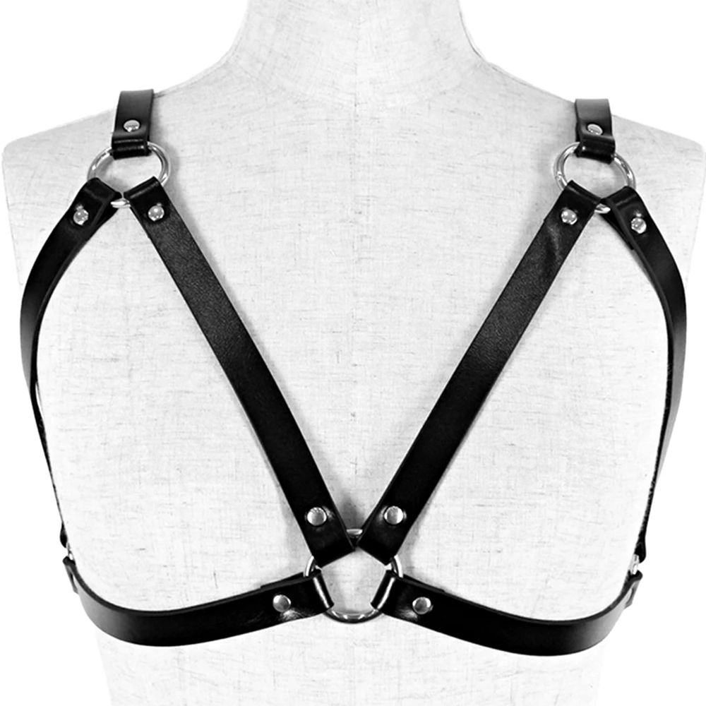 Gothic Bh Sexy Lingerie Voor Vrouw Lederen Harnas Riem Erotisch Korset Bretels Punk Borst Bondage Sexy Ondergoed Accessoires